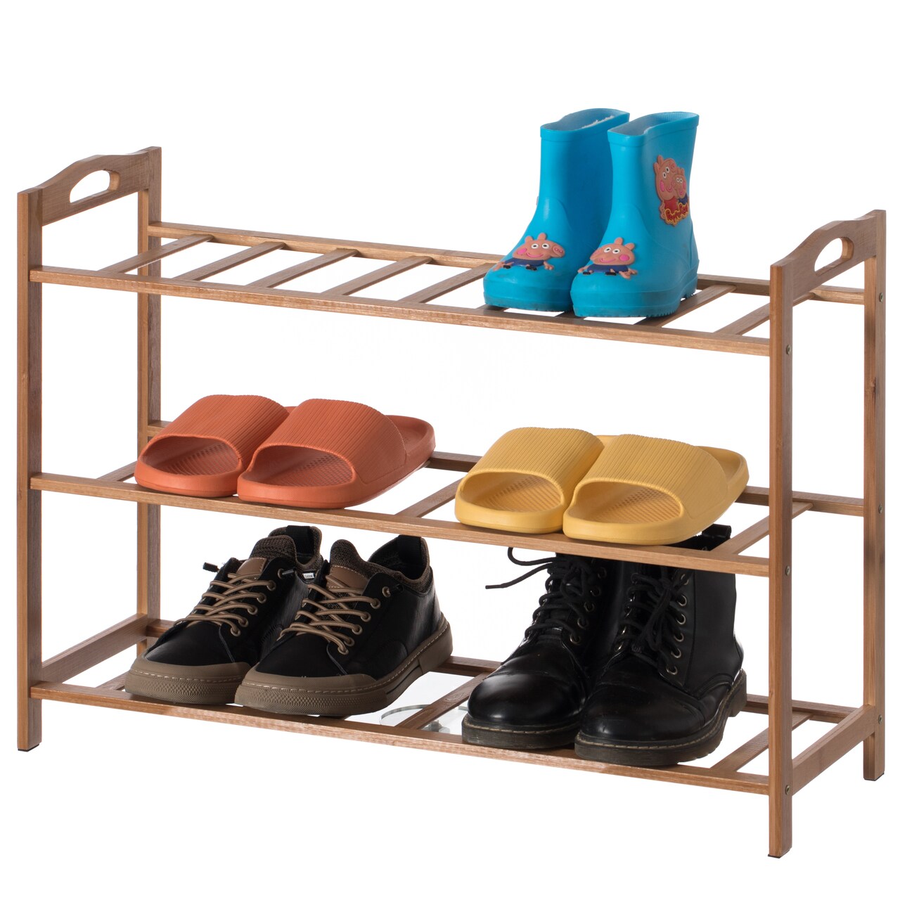 Bamboo Storage Shoe Rack, Free Standing Shoe Organizer Storage Rack
